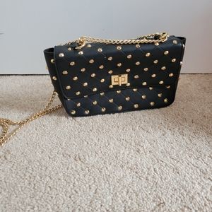 Elegant Black and Gold Studded Women's Bag